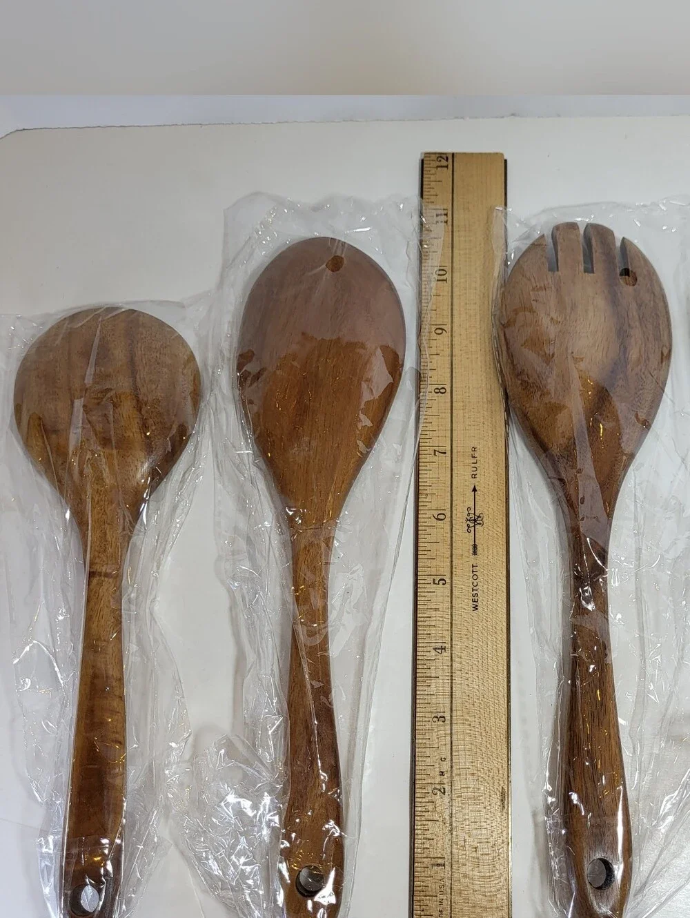 9 Piece Teak WOODEN SPOONS Set Kitchen Utensil w/ Spoon Rest & Holder NIB NEW